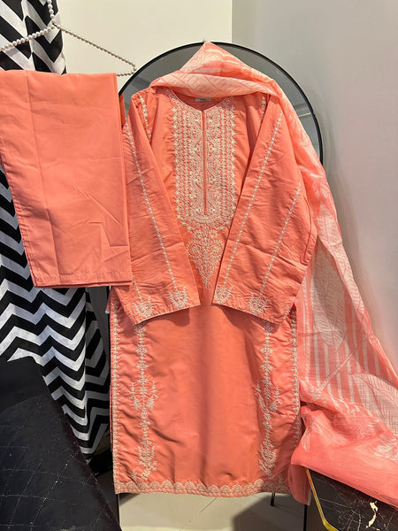 Peach Blossom Embroidered 3-Piece Suit
