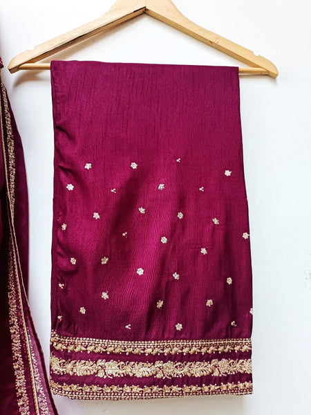 Crimson Majesty – Raw Silk 3Pc with Tilla Detailing