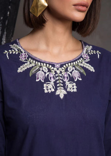 Royal Indigo Embroidered Co-Ord Set