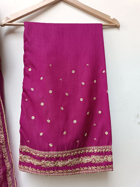 Ruby Tilla Luxe – 3 Piece Raw Silk Suit with Organza Dupatta | 42” Length