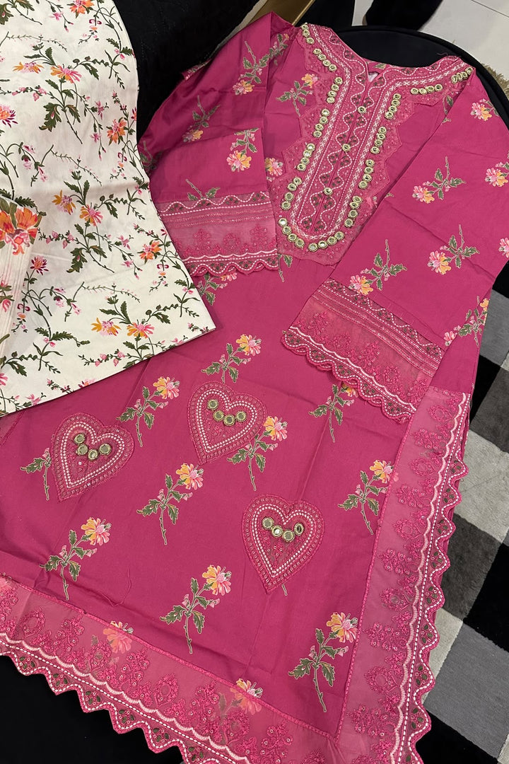 Rose Bloom | Premium Winter Cotton 3-Piece Farshi Shalwar Suit