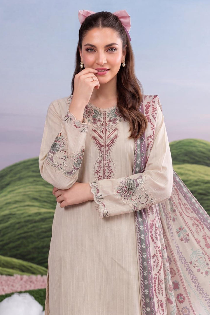 Elegant Embroidered 3-Piece Lawn Suit with Printed Dupatta