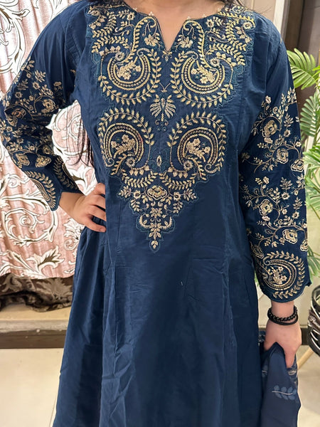 Royal Sapphire Embroidered 3 Piece Suit
