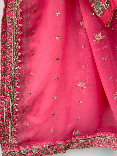 1. Cotton Lawn 3 Piece Embroidered & Sequin Suit – Beige & Pink
