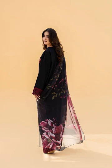 Elegance in Black — Maroon Embroidered