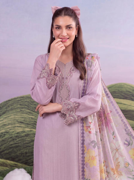 Lilac Bloom Embroidered 3 Piece Suit
