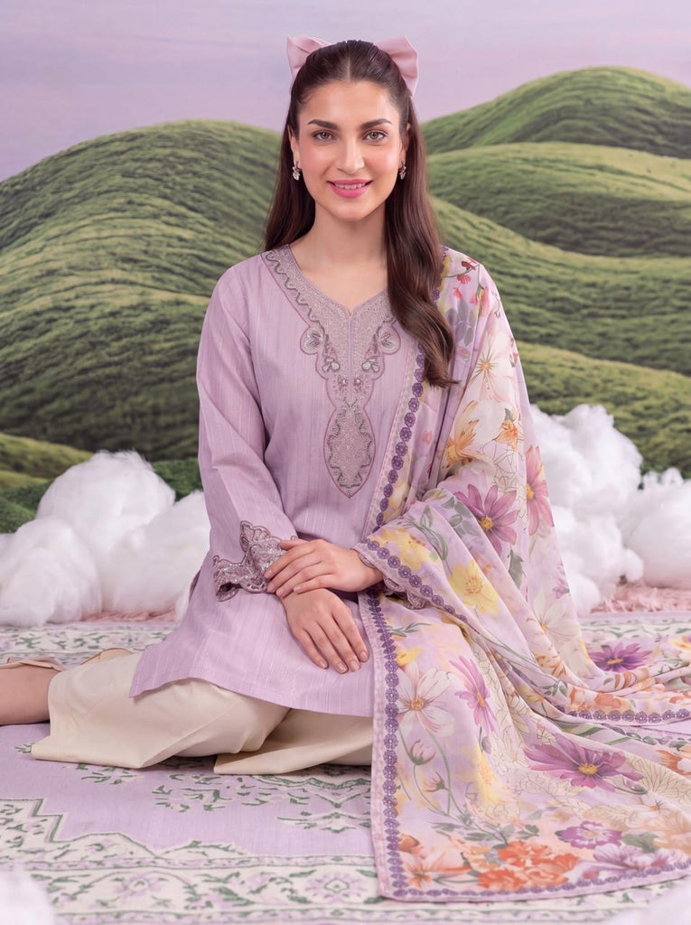 Lilac Bloom Embroidered 3 Piece Suit