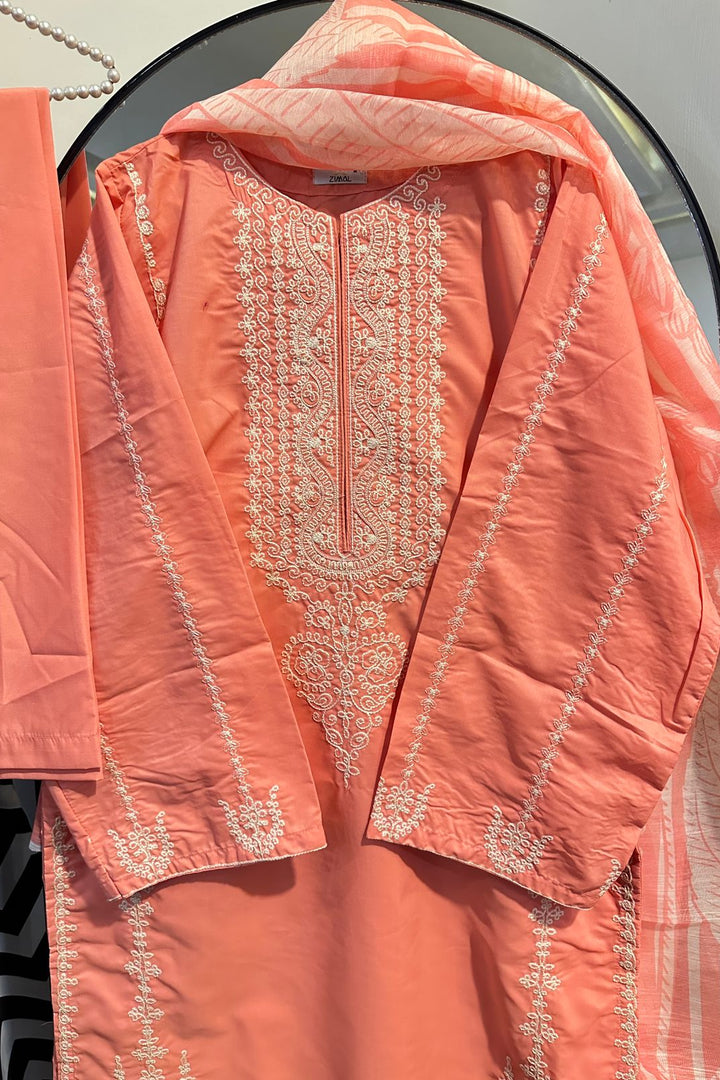 Peach Blossom Embroidered 3-Piece Suit