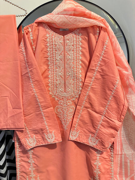 Peach Blossom Embroidered 3-Piece Suit