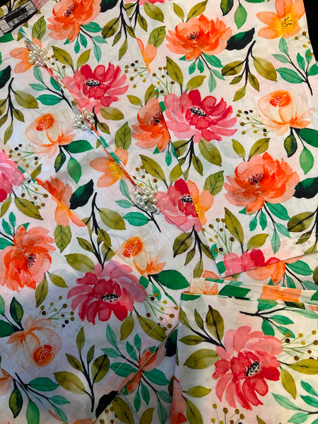 Peach Blossom Floral 2-Piece Co-Ord Set