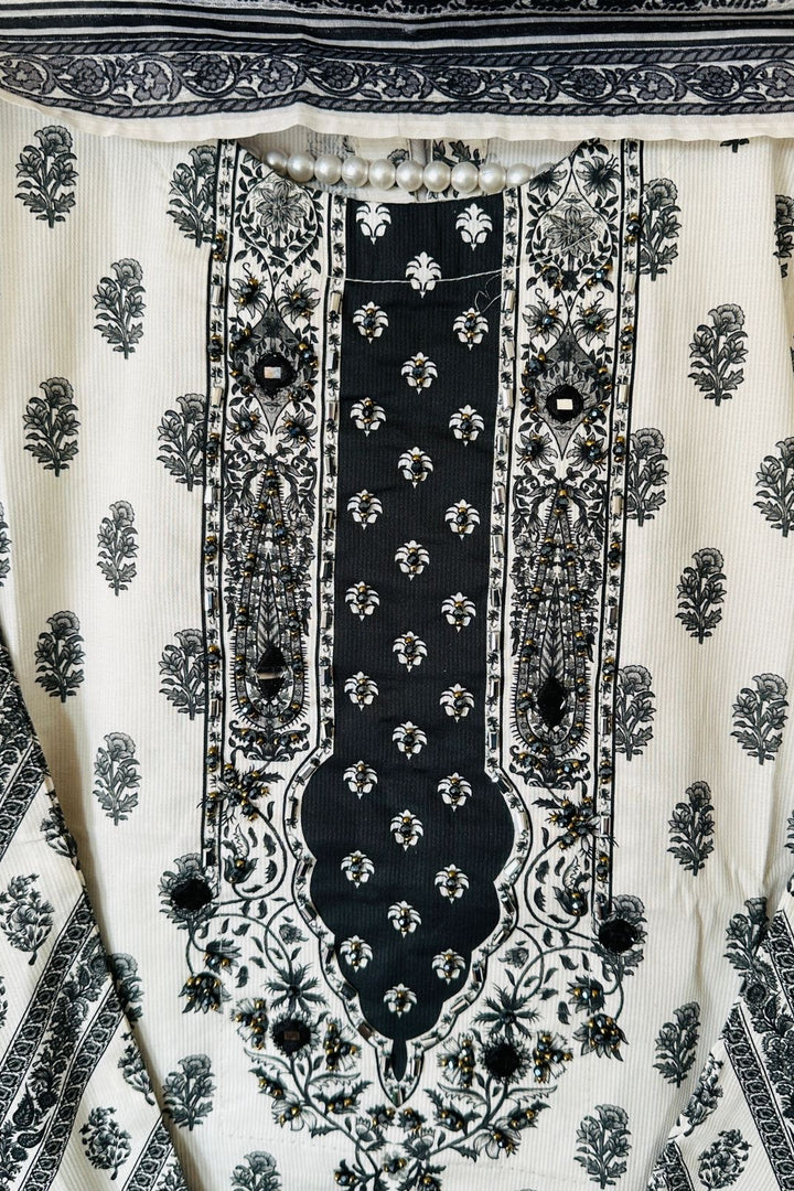 Black & White Embroidered A line