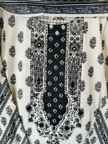 Black & White Embroidered A line