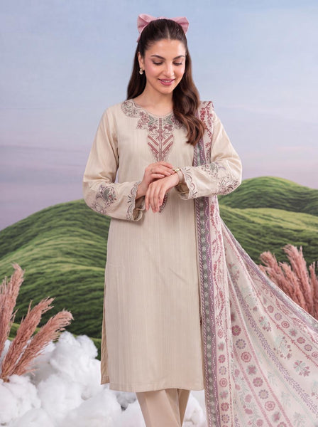 Elegant Embroidered 3-Piece Lawn Suit with Printed Dupatta