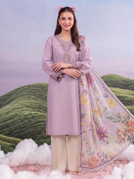 Lilac Bloom Embroidered 3 Piece Suit