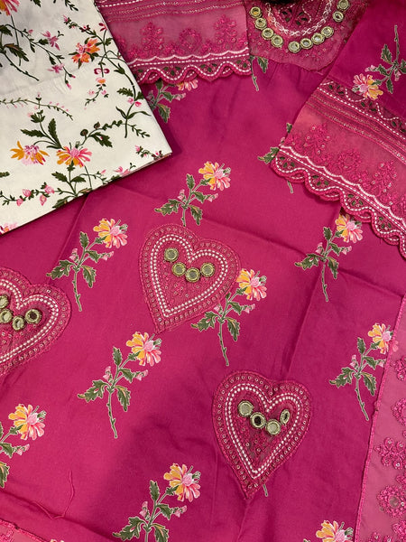 Rose Bloom | Premium Winter Cotton 3-Piece Farshi Shalwar Suit