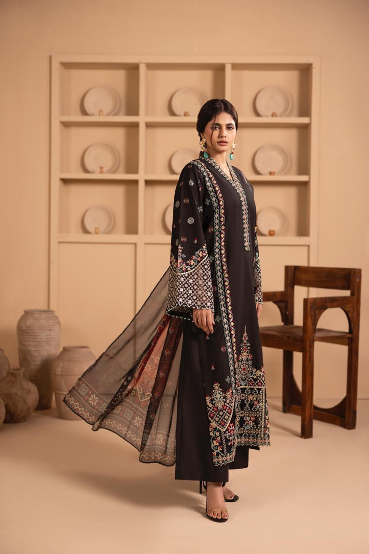 Midnight Noir Embroidered 3 Piece Suit