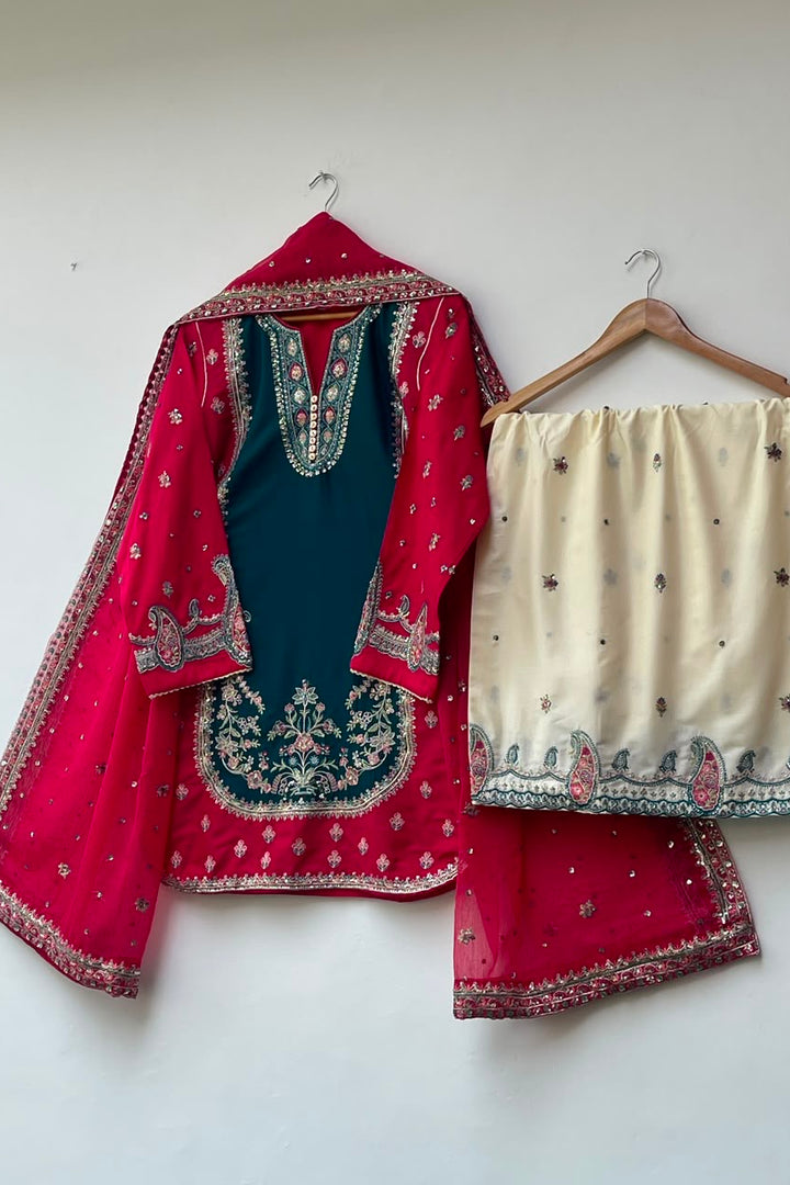3 Piece – Deep Teal & Ruby Red