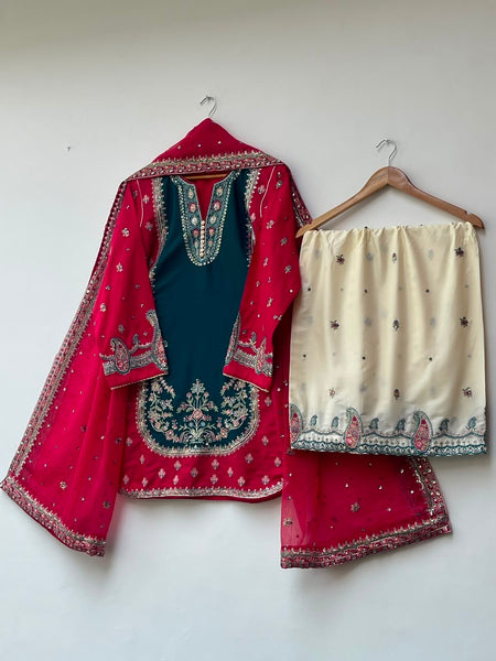 3 Piece – Deep Teal & Ruby Red
