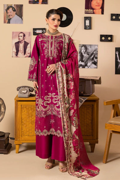 Fuchsia Royale Embroidered 3 Piece Suit