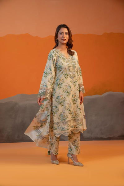 Elegant Floral Winter Khadar 3-Piece Suit