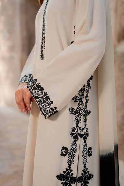 Elegant Ivory Embroidered Straight Kurta with Front & Back Detailing 3 piece summer cotton