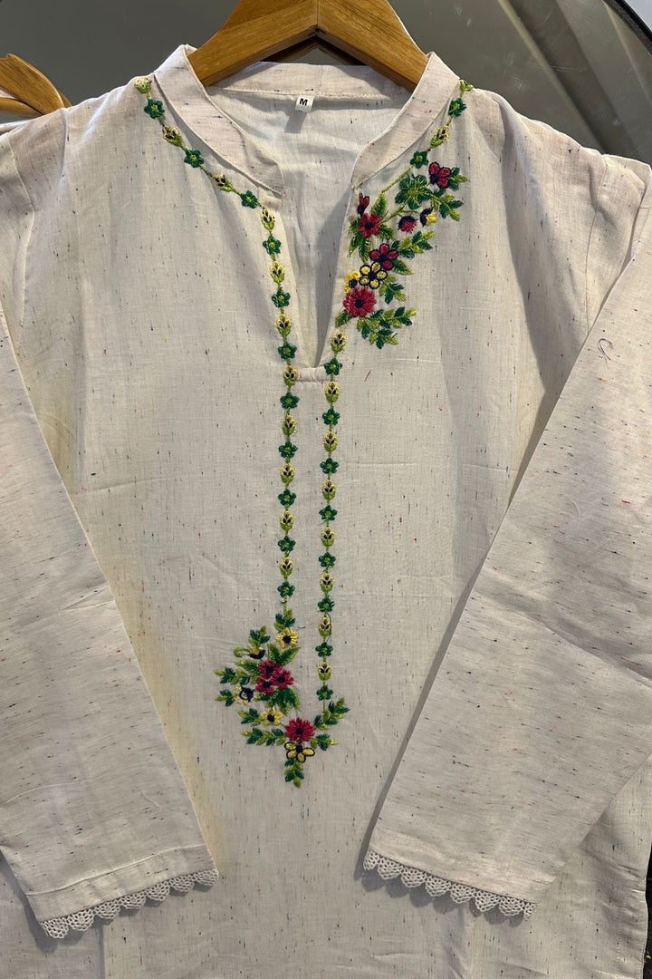 Floral Threadwork 2-Piece Set         white/summers