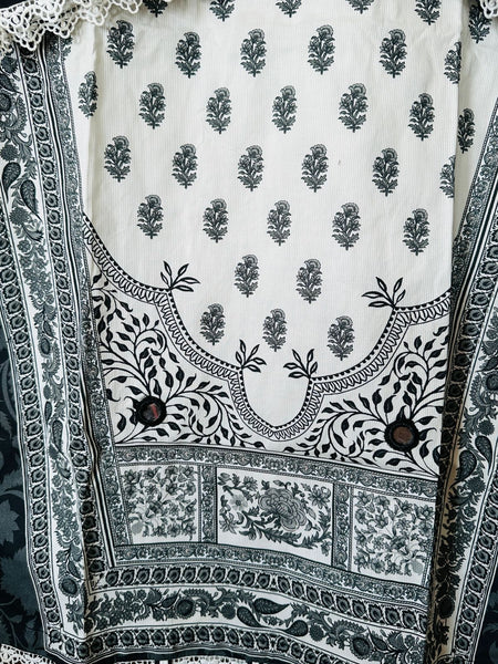 Black & White Embroidered A line