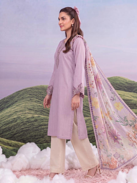 Lilac Bloom Embroidered 3 Piece Suit
