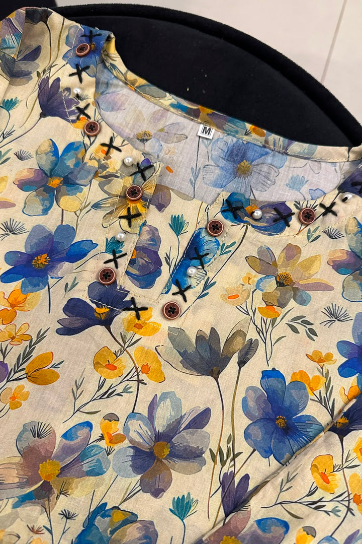 Vibrant Blooms: 2-Piece Printed Lawn Suit (Kurta & Trousers)