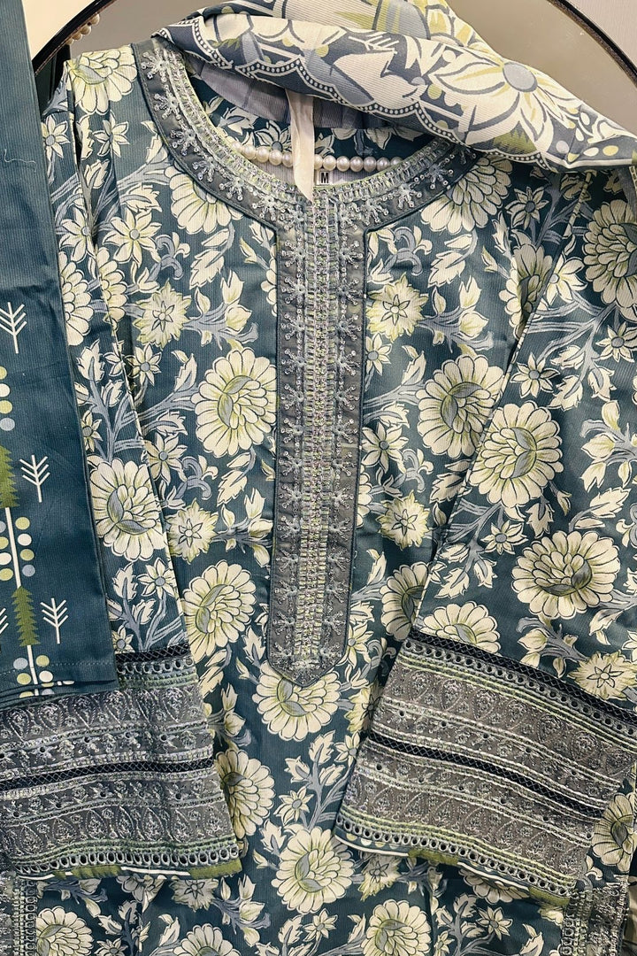 Botanical Teal 3-Piece Printed Ensemble