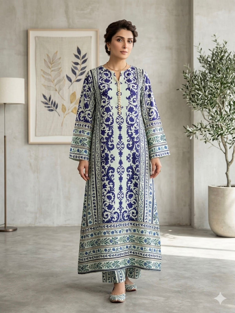Azure Royale 2-Piece Kaftan Set