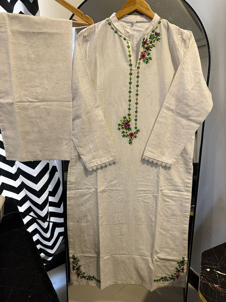 Floral Threadwork 2-Piece Set         white/summers