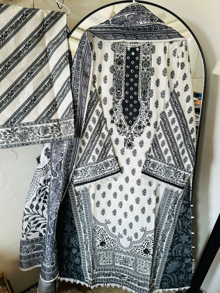 Black & White Embroidered A line