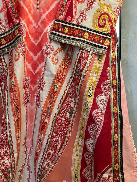 Luxury powderFloral 3-Piece Lawn Suit with Black Button Detailing & Printed Dupatta