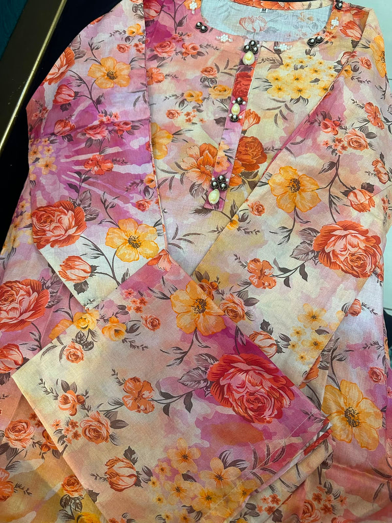 Blush Garden Floral 2-Piece Co-Ord Set – Elegant Printed Women’s Outfit
