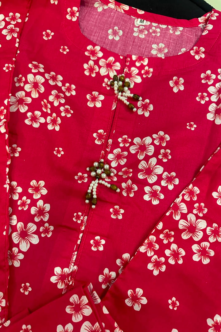 Cherry Blossom Printed 2-Piece Co-Ord Set – Elegant Casual Wear for Women