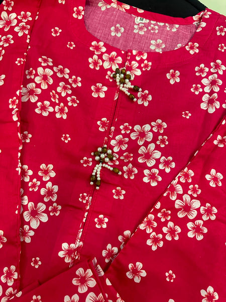 Cherry Blossom Printed 2-Piece Co-Ord Set – Elegant Casual Wear for Women