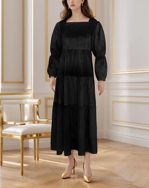 Velvet Charm Triple-Tier Dress