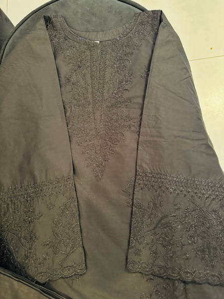 Black Embroidered 2 Piece Suit