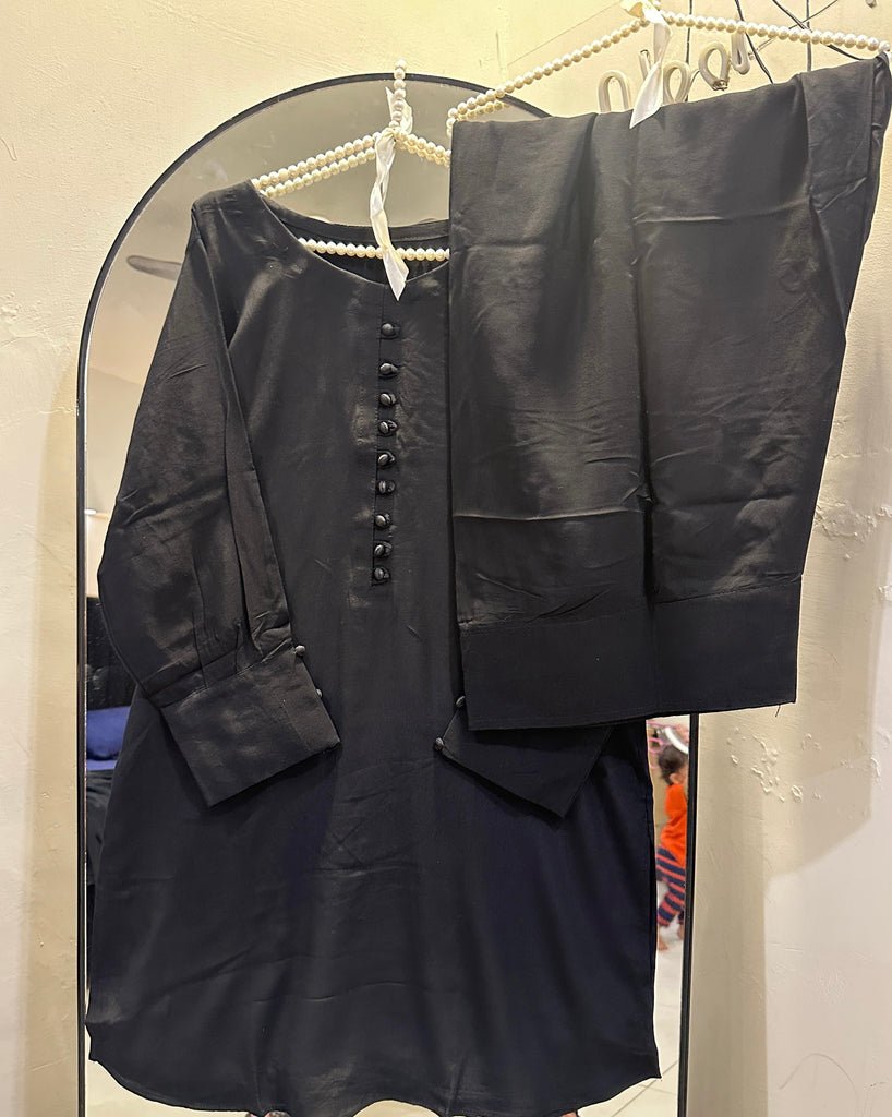 Gorget black Solid farshi shalwar