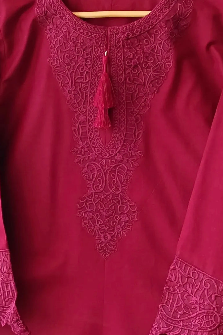Maroon Elegance Embroidered 2-Piece Suit