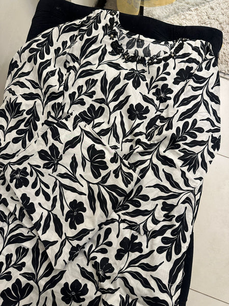 Midnight Leaves – Black & White 2 Piece Lawn Cotton Suit | New Summer Launch