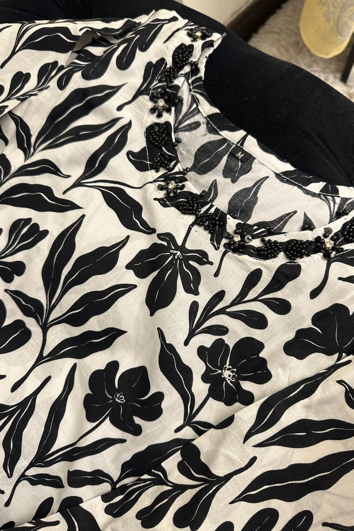 Midnight Leaves – Black & White 2 Piece Lawn Cotton Suit | New Summer Launch