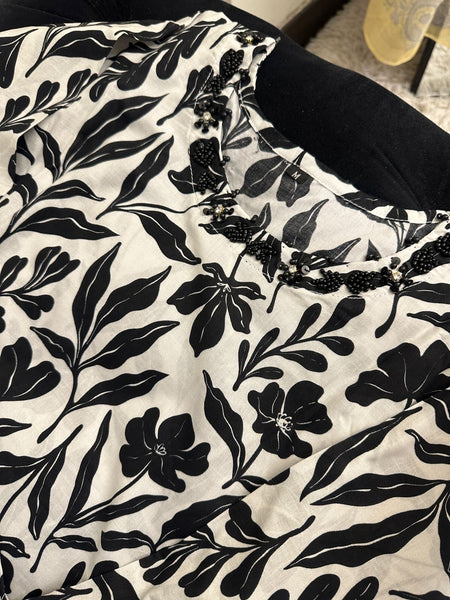 Midnight Leaves – Black & White 2 Piece Lawn Cotton Suit | New Summer Launch