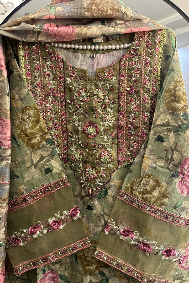Olive Rosea – Premium Lawn Suit with Embroidered Details