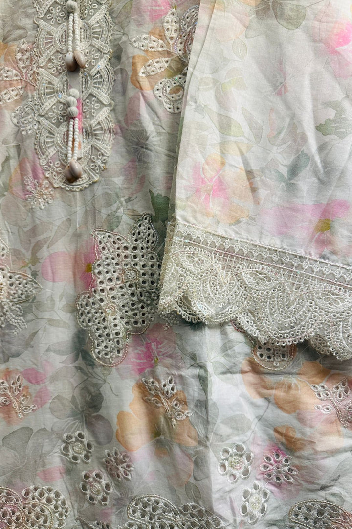 Luxury Floral Lawn 3Piece Suit – Embroidered Chikankari Style (Summer Edition)