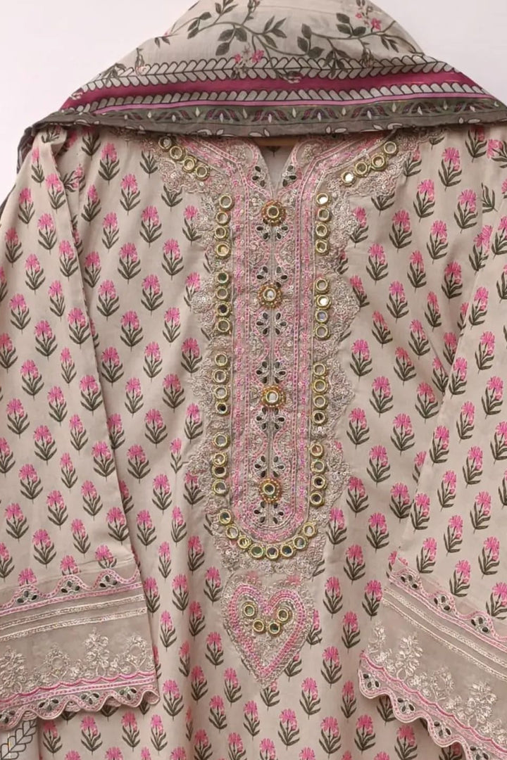 Pink Floral Embroidered 3-Piece Lawn Suit – Summer Luxury Collection