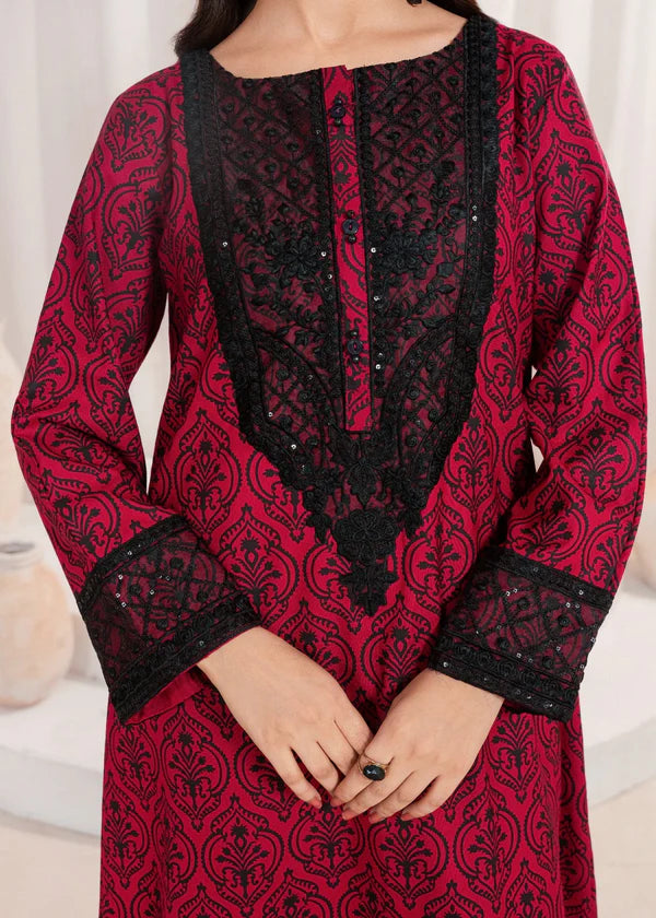 Ruby Elegance Summer Lawn 2-Piece – Printed Shirt & Trouser with Embroidered Details