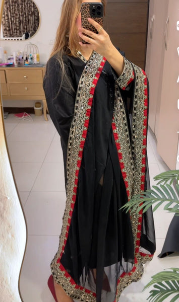 Midnight Noir Tilla Embroidered 3 Piece Suit – Premium Solid Collection