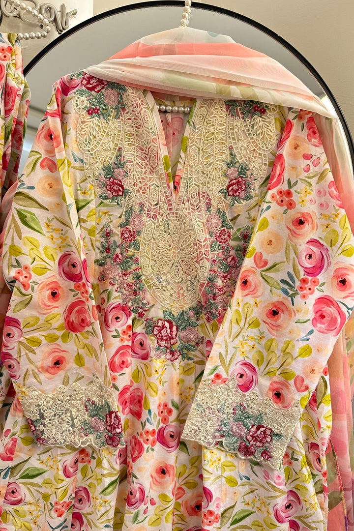 Floral Grace Frock Style 3-Piece Lawn Suit